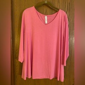 Dear Scarlett - Pink 3/4 Sleeve, V-Neck Top, XL